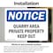 Signmission Danger Quarry Area Private Property Keep Out OSHA Notice Sign, Vinyl Decal, 10in W x 7in L, 2PK OS-2PACK-NS-D-710-L-10913 - alternate 3